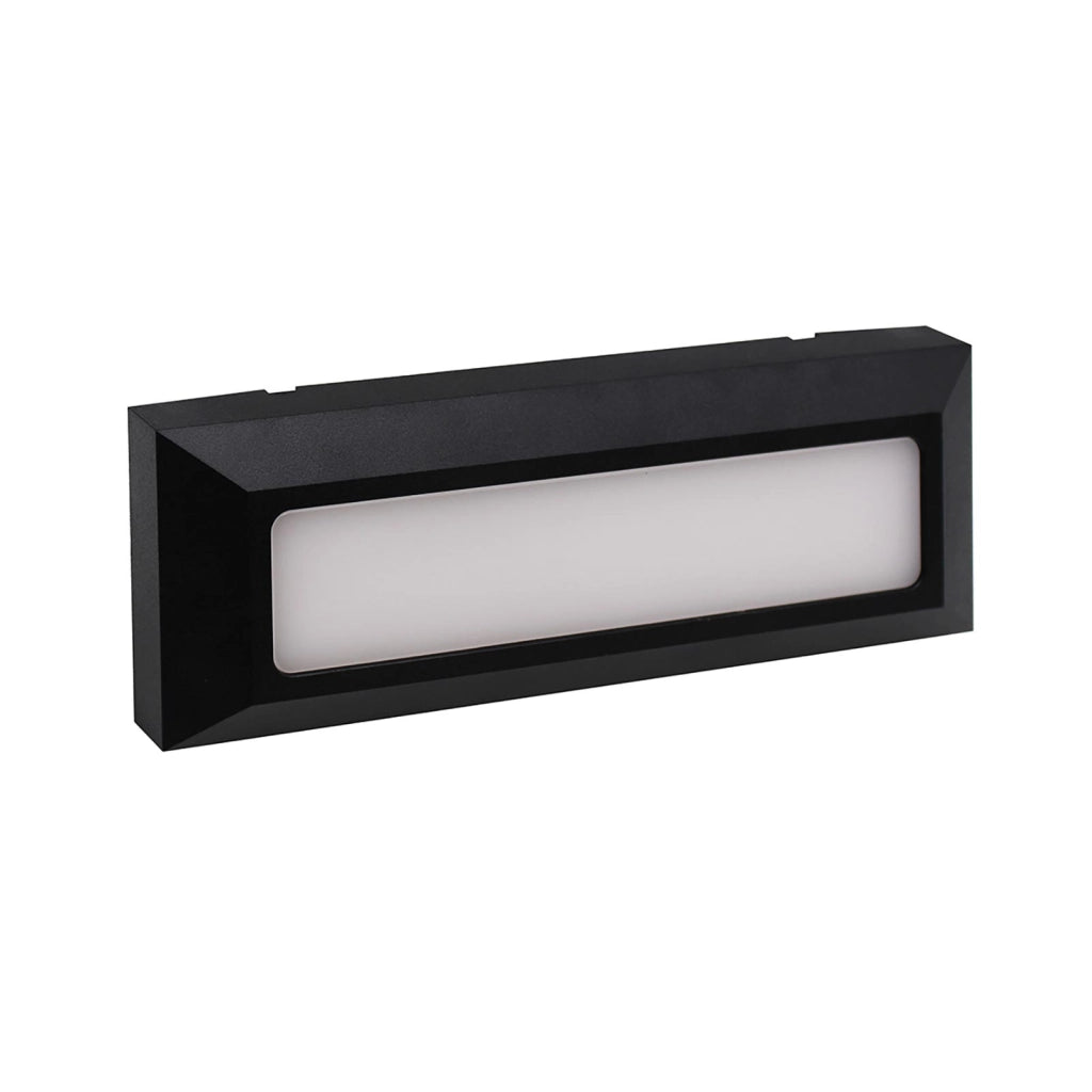 Faretto segnapassi esterno LED 6W CCT lampada rettangolare parete muro IP65 switch 3 temperature luce garage scale 230V colore NERO