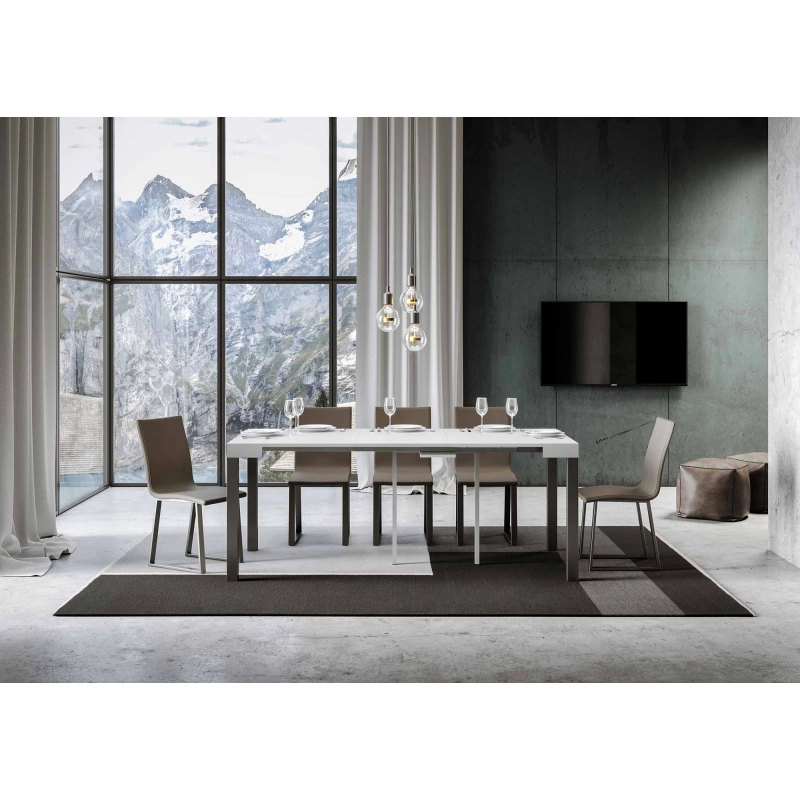 Consolle allungabile 90x40/300 cm Everyday telaio Antracite - Bianco Frassino