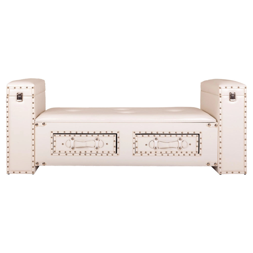 Sgabello in similpelle bianca 130x40x52h