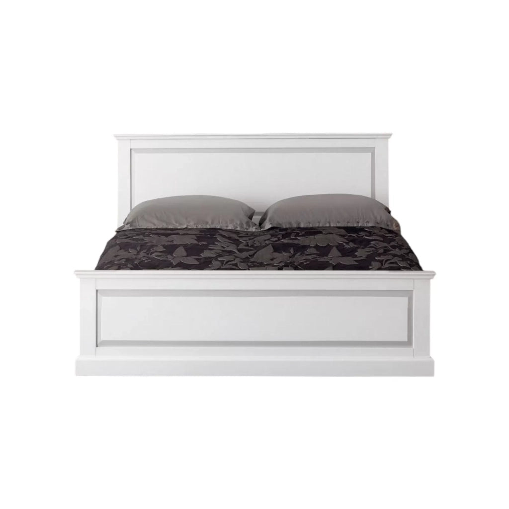 Letto matrimoniale shabby chic bianco legno massello