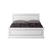 Letto matrimoniale shabby chic bianco legno massello