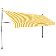 Tenda da Sole Retrattile Manuale LED-Tenda parasole per Patio 400 cm Bianca e Arancione