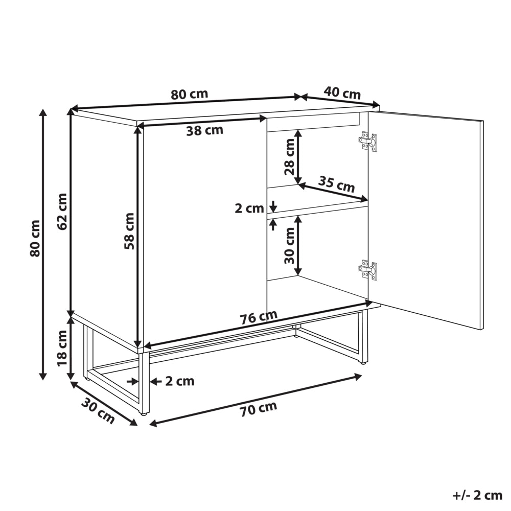 Credenza in legno nero e chiaro MDF impiallacciato in legno a 2 ante con ripiani Soluzione scandinava per lo stoccaggio della camera da letto