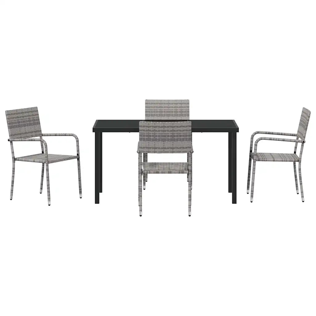 Set da Pranzo per Giardino con cuscino 5 pcs Grigio polyrattan 3380045