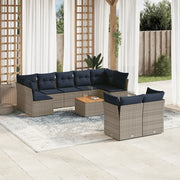 Set Divani da Giardino 10 pz con Cuscini Grigio in Polyrattan 3256145