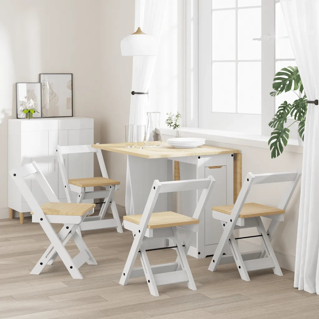 Sedie da Pranzo Pieghevoli 4 pz Corona Bianche in Legno di Pino 4013436