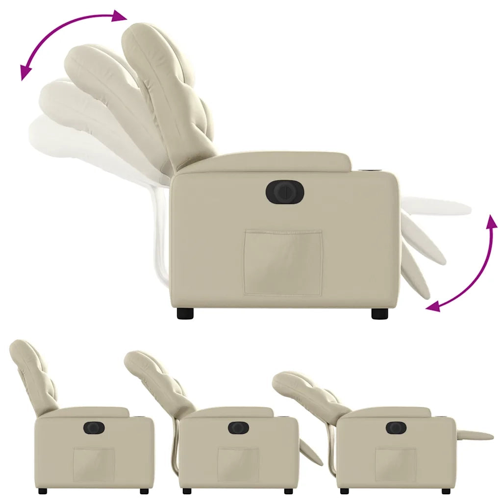 Divano Sedia-Poltrona Reclinabile Elettrica Crema in Similpelle 866153