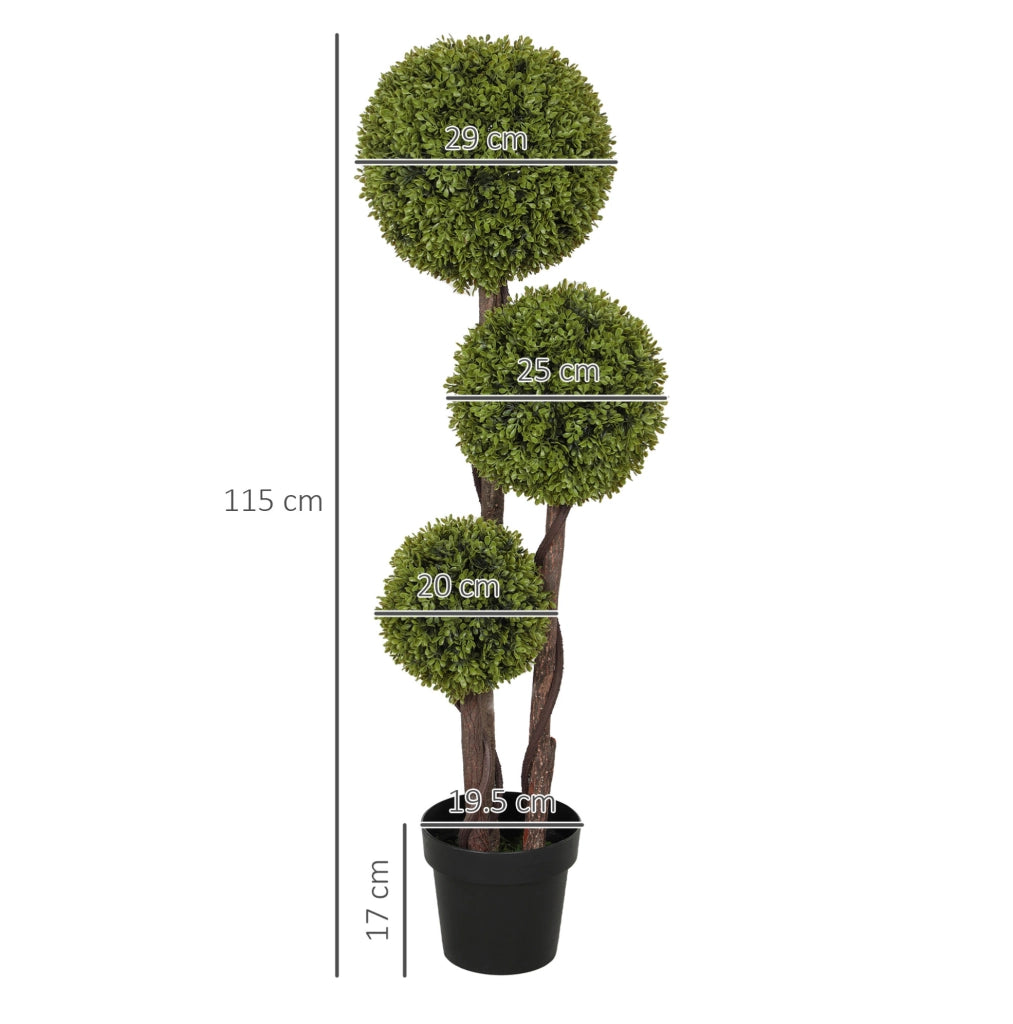 Pianta artificiale di bosso 115 cm in plastica verde con vaso, senza montaggio