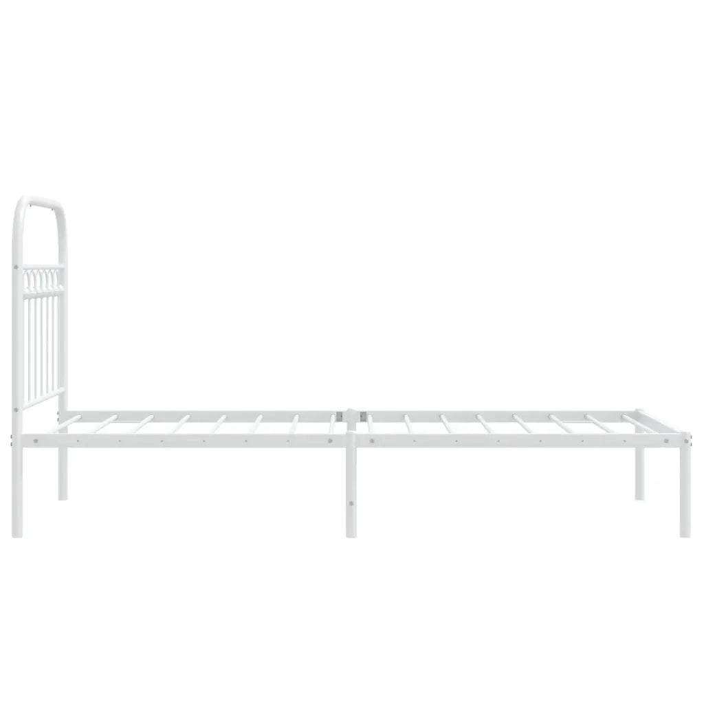 Giroletto senza Materasso con Testiera-Struttura Letto Metallo Bianco 75x190 cm 269934