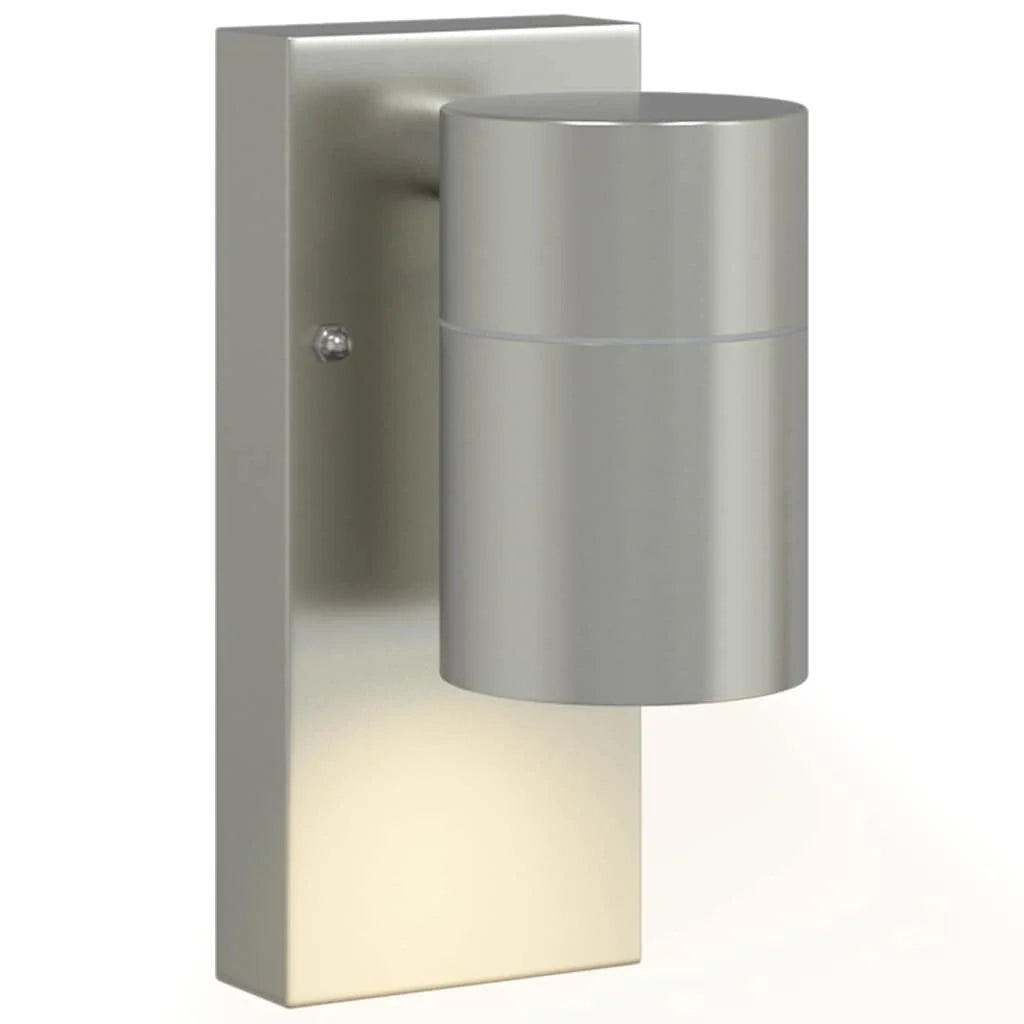Set di 2 robuste applique da parete per esterni design moderno 6,5 x 10,5 x 16 cm acciaio inox argento 02_0056532
