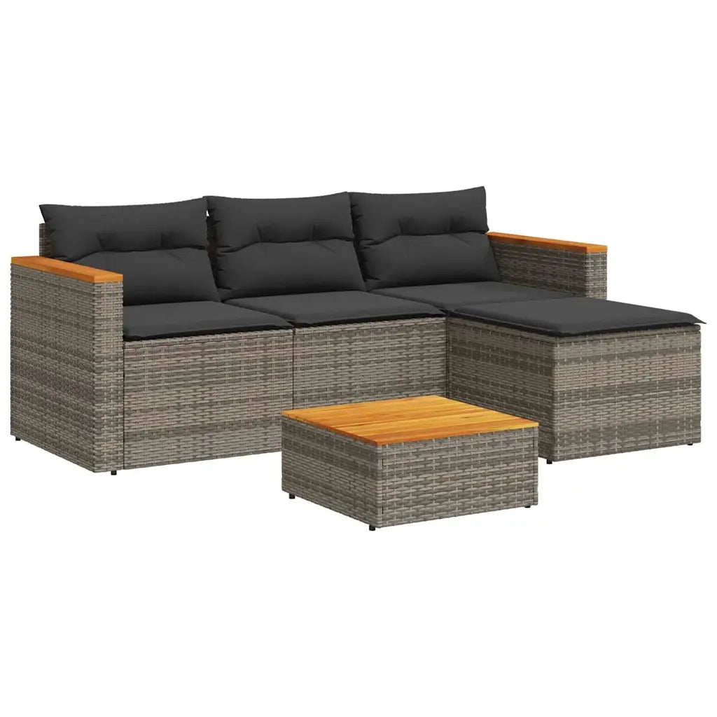 Set Divani da Giardino 3 pz | Set Salotto da Giardino con Cuscini Grigio in Polyrattan