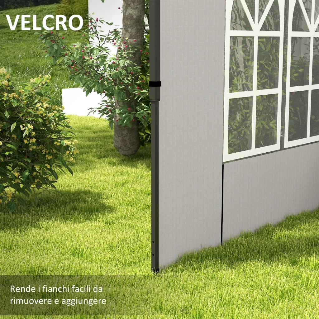 Set Pareti Laterali per Gazebo 3x3m 3x6m ¨C zephmum ¨C Bianco 293x193 cm
