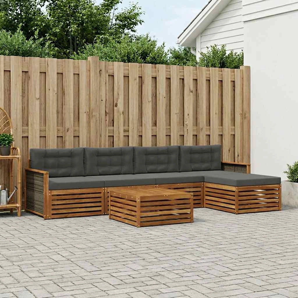 Set di divani da esterno 6 pz Naturale e Antracite 3383260