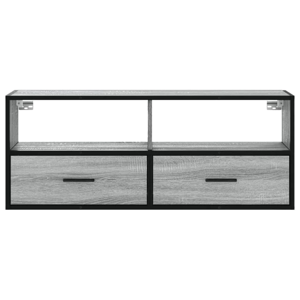 Mobile TV multimediale mensola TV credenza mobile TV sala da pranzo soggiorno camera da letto Sonoma 100 x 31 x 39,5 cm legno ingegnerizzato e metallo grigio 02_0028320