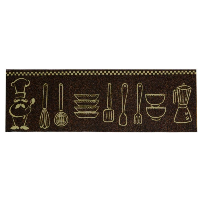 Tappeto pvc cucina marrone posate cm 120x50x0.6
