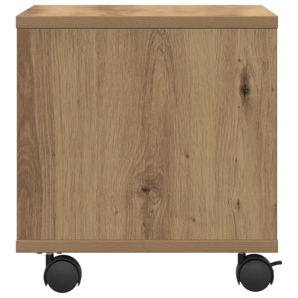 Supporto per Stampante con Ruote Rovere Artigianale 41x32x33,5 cm
