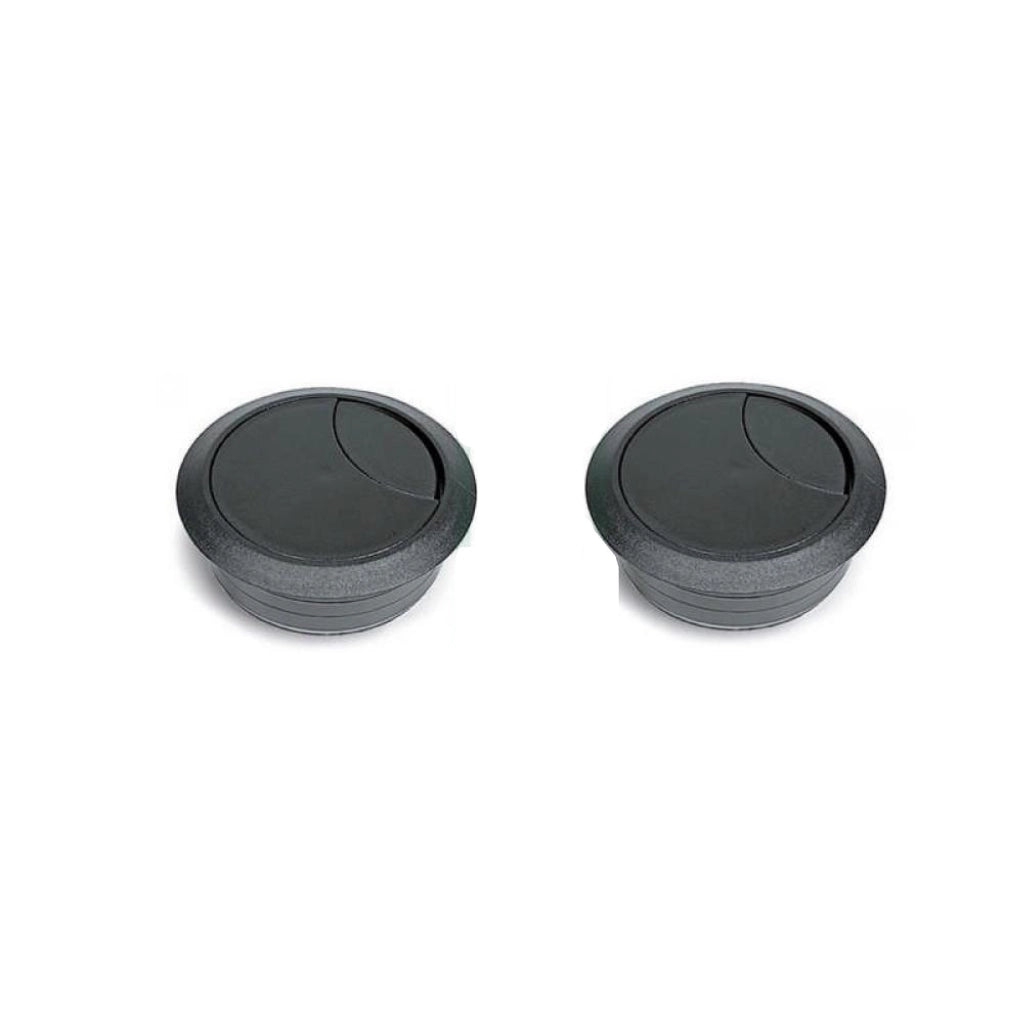 Bocchette passacavi 2 pz coppia plastica nera 60mm per scrivania e tavoli tappo