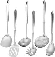 Set di Cucina 6 pezzi - Acciaio Inossidabile - Set di Cucchiai da Cucina - Colapasta - Spatola da Cucina - Spatola da Panna - Spatola da Wok - Accessori da Cucina