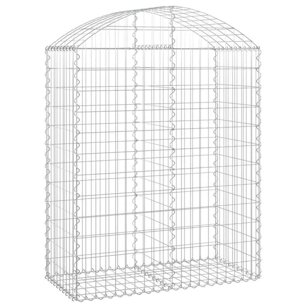 Cesto gabbione recinzione a gabbia muro di contenimento ad arco 100 x 50 x 120/140 cm ferro zincato argento 02_0039961
