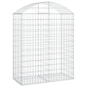 Cesto gabbione recinzione a gabbia muro di contenimento ad arco 100 x 50 x 120/140 cm ferro zincato argento 02_0039961