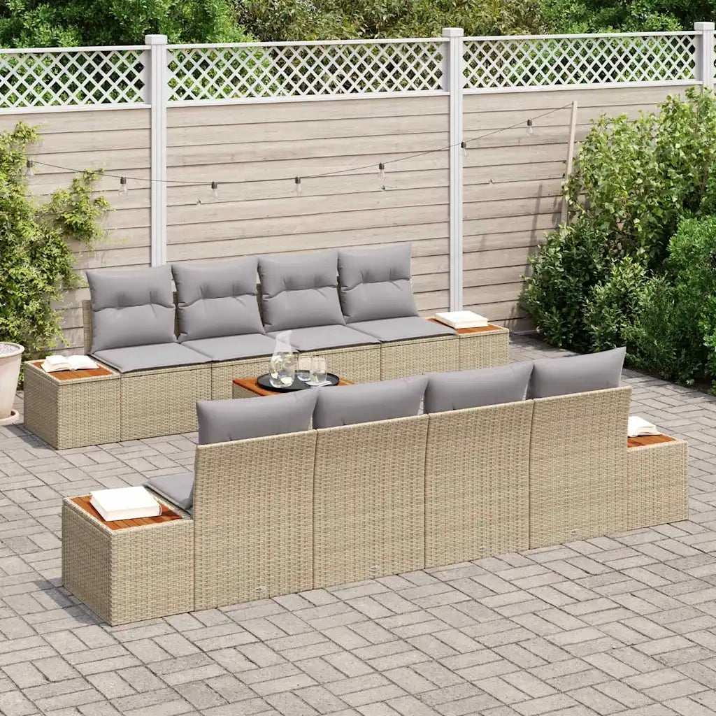 Set Divano da Giardino 9 pcs Beige Poly Rattan 3356720