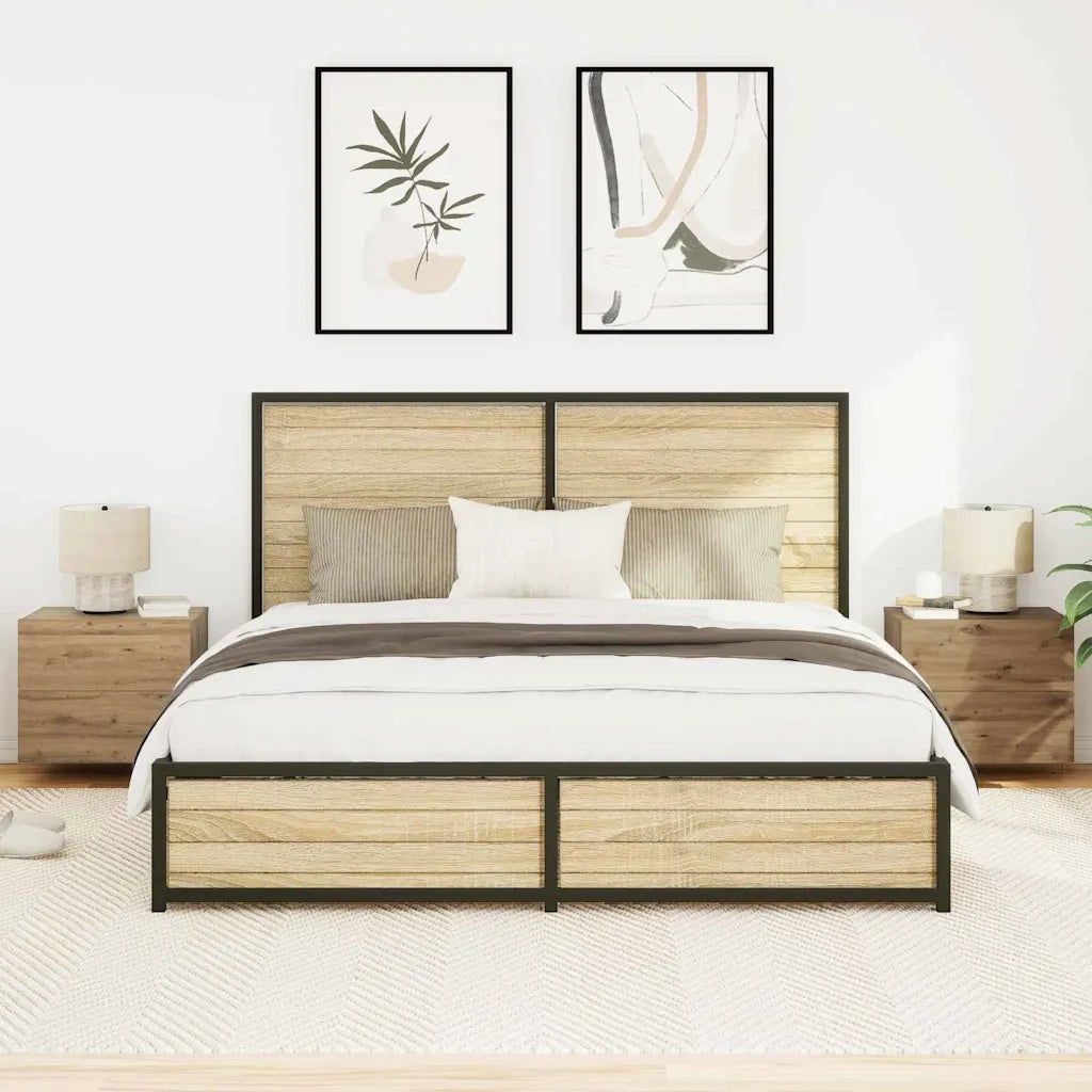 Set di 2 Comodini | Armadio da Notte | Mobiletto da notte Rovere artigianale 50 x 39 x 41 cm