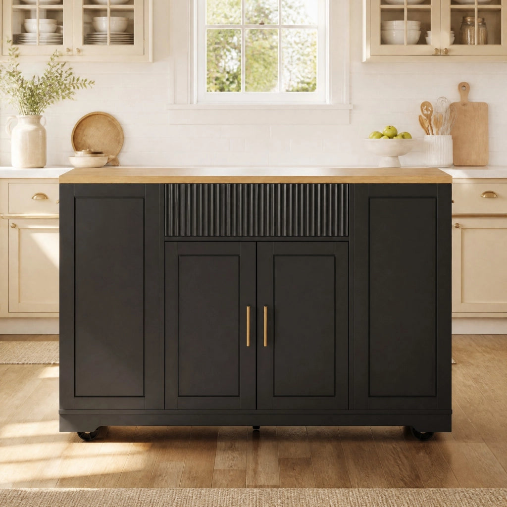 Isola cucina mobile 120x50x92 cm con vano portarifiuti