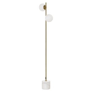 Lampada da Terra 35x35x165 cm E27 con 2 Paralumi a Sfera  Oro