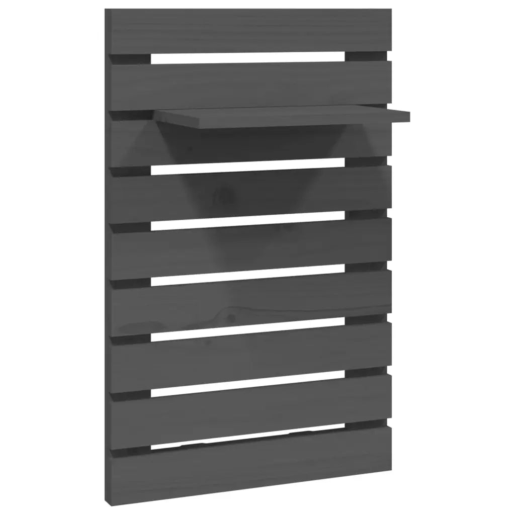 Mensole da Letto a Parete 2 pz Grigio Legno Massello di Pino 824770