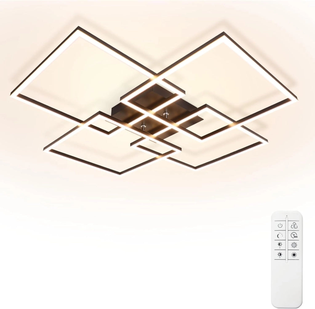 ZMH Lampada da soffitto plafoniera LED nera rettangolare 72cm 48W dimmerabile per soggiorno