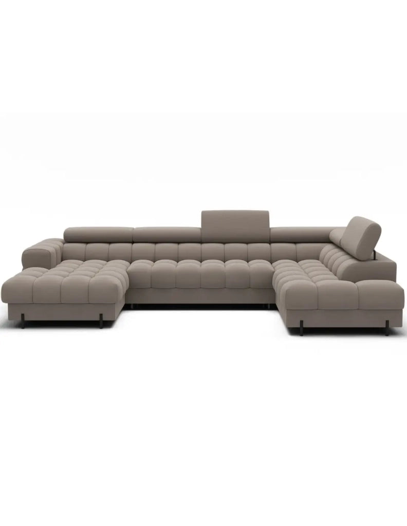 Divano panoramico convertibile Beige angolo destro FERARIA 358x93x202cm