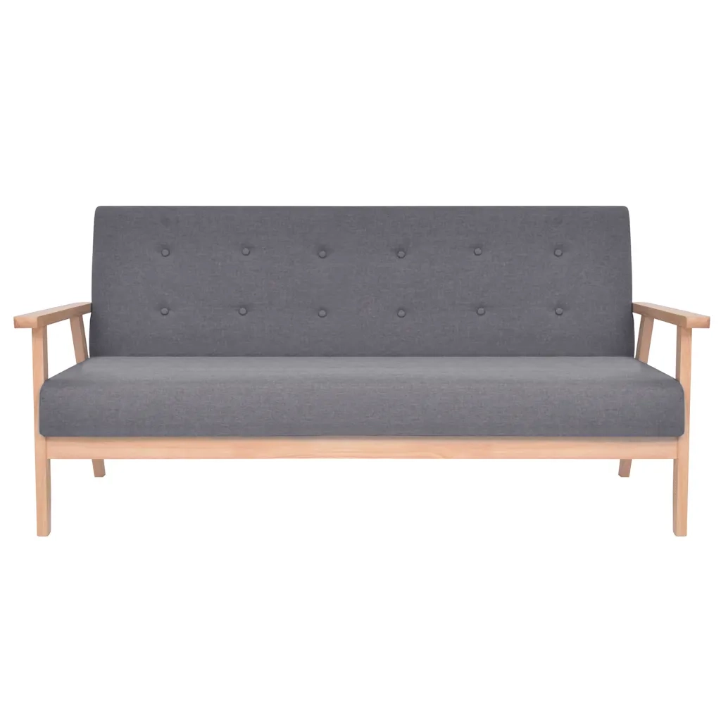 Set di Divani 2 pz in Tessuto Grigio Scuro