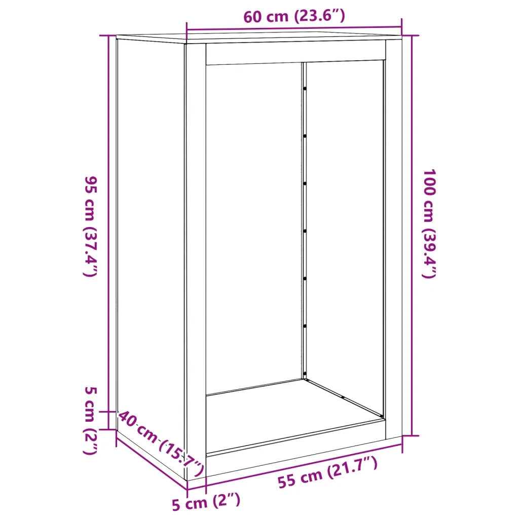 Rastrelliera per Legna da Ardere Antracite 60x40x100 cm Acciaio 850991