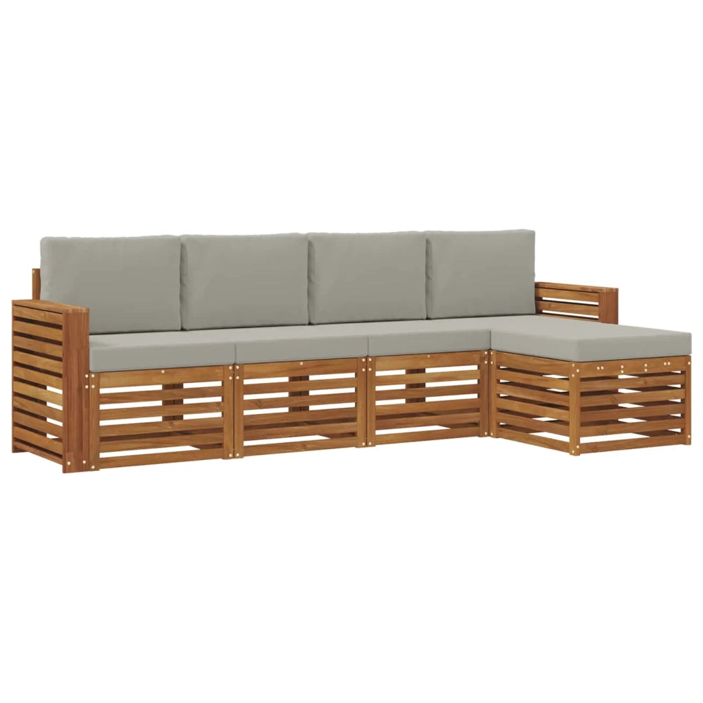 Set divani con cuscino 5 pcs Grigio Naturale e Chiaro 3374656