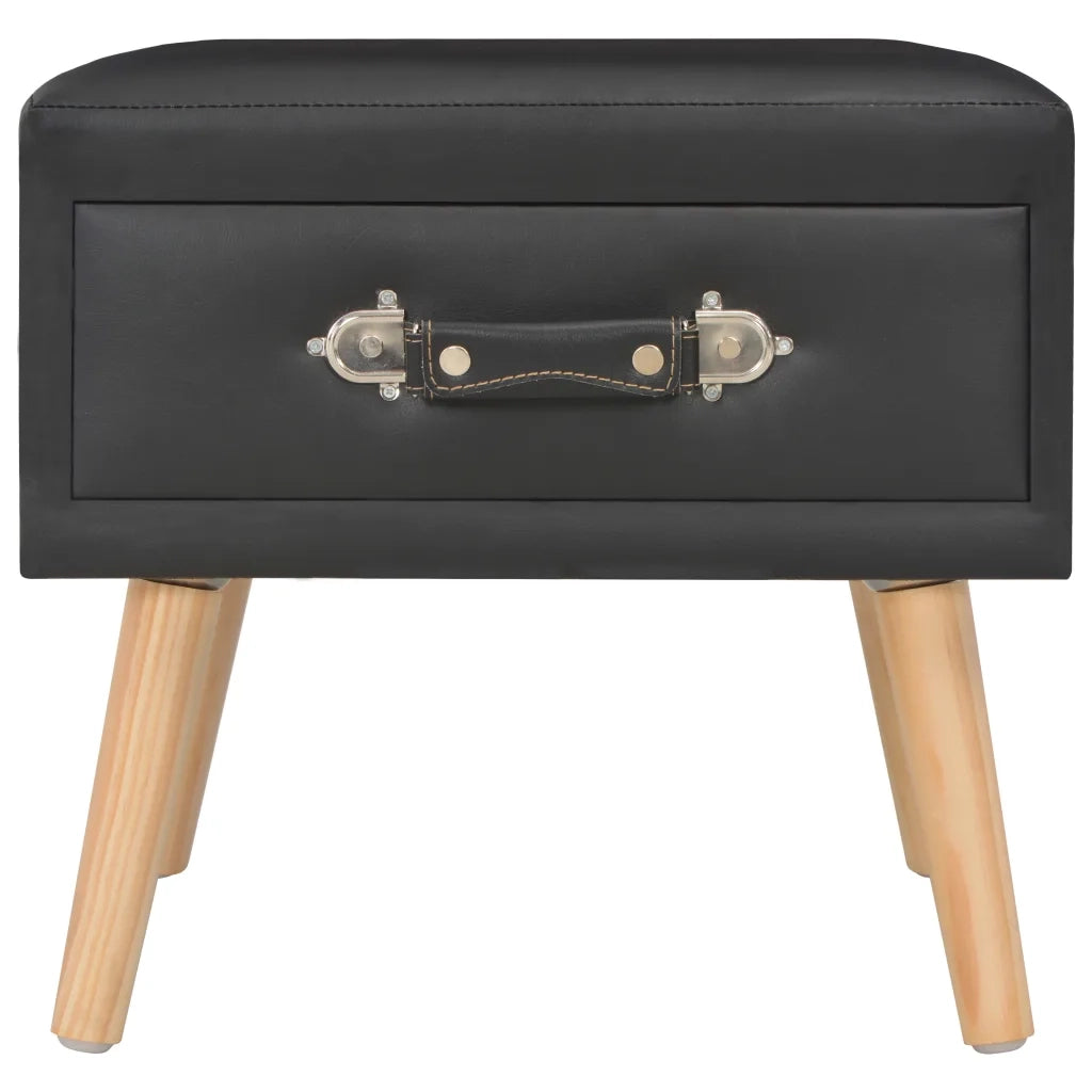 Set di 2 Comodini | Armadio da Notte | Mobiletto da notte Neri 40x35x40 cm in Similpelle