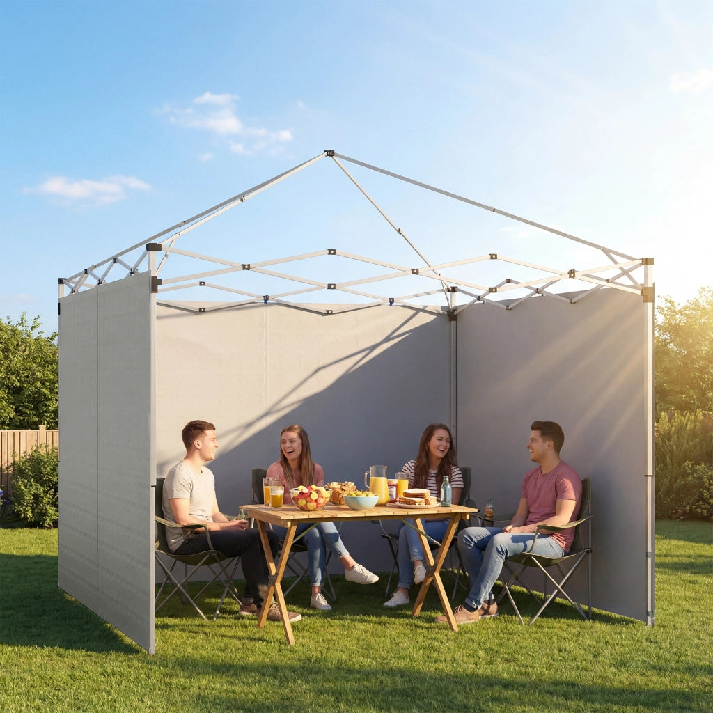 Set 3 Pezzi Fiancate con Cerniera per Gazebo 3x3 m ¨C zephmum ¨C Grigio Chiaro