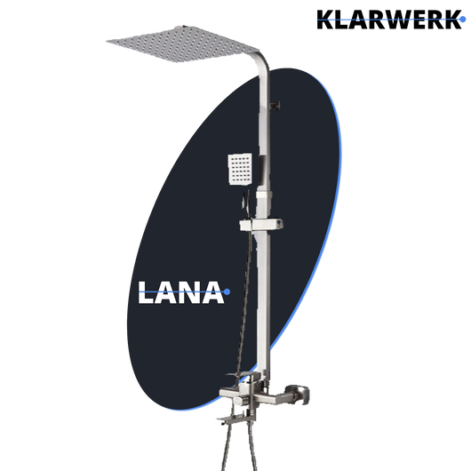 LANA | Set pioggia Premium in acciaio inox spazzolato argento | Miscelatore doccia di design | Miscelatore doccia completo di doccetta