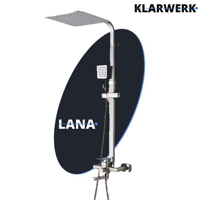 LANA | Set pioggia Premium in acciaio inox spazzolato argento | Miscelatore doccia di design | Miscelatore doccia completo di doccetta