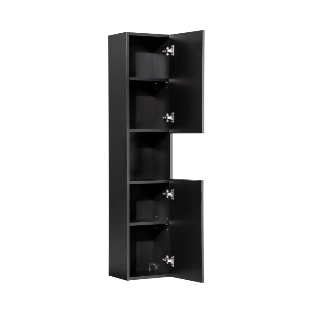 Colonna da bagno VANO – 2 porte + 1 nicchia – Nero opaco – L30 × P25 × H140 cm – Da appendere