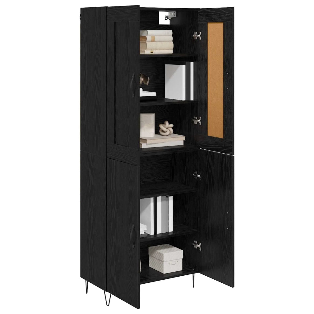 Credenza | Madia | Buffet da pranzo | Armadio da pranzo Rovere Nero 69,5 x 34 x 180 cm Legno multistrato