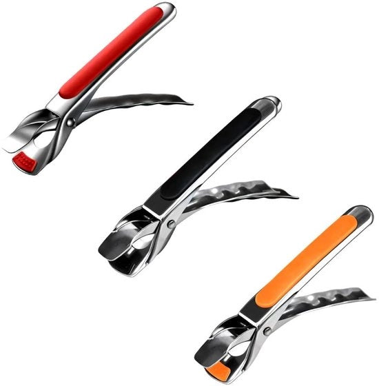 Tang anti-verbranding con presa antiscivolo - 3 pezzi - Acciaio inossidabile - Progettata ergonomicamente - Flessibile e regolabile - Facile da pulire