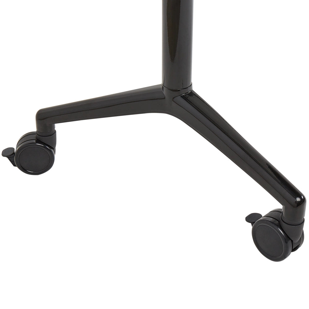 Scrivania rettangolare pieghevole con rotelle portatile con struttura in metallo marrone chiaro e nero 120 x 60 cm stile moderno