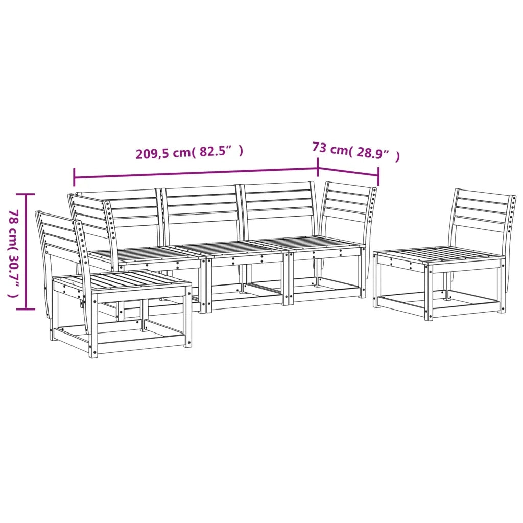 Set Divani da Giardino 5 pz Marrone Cera Legno Massello Pino