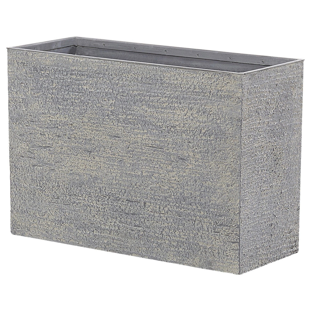 Vaso per piante in pietra grigia 50 x 70 x 29 cm Fioriera rettangolare per interni ed esterni