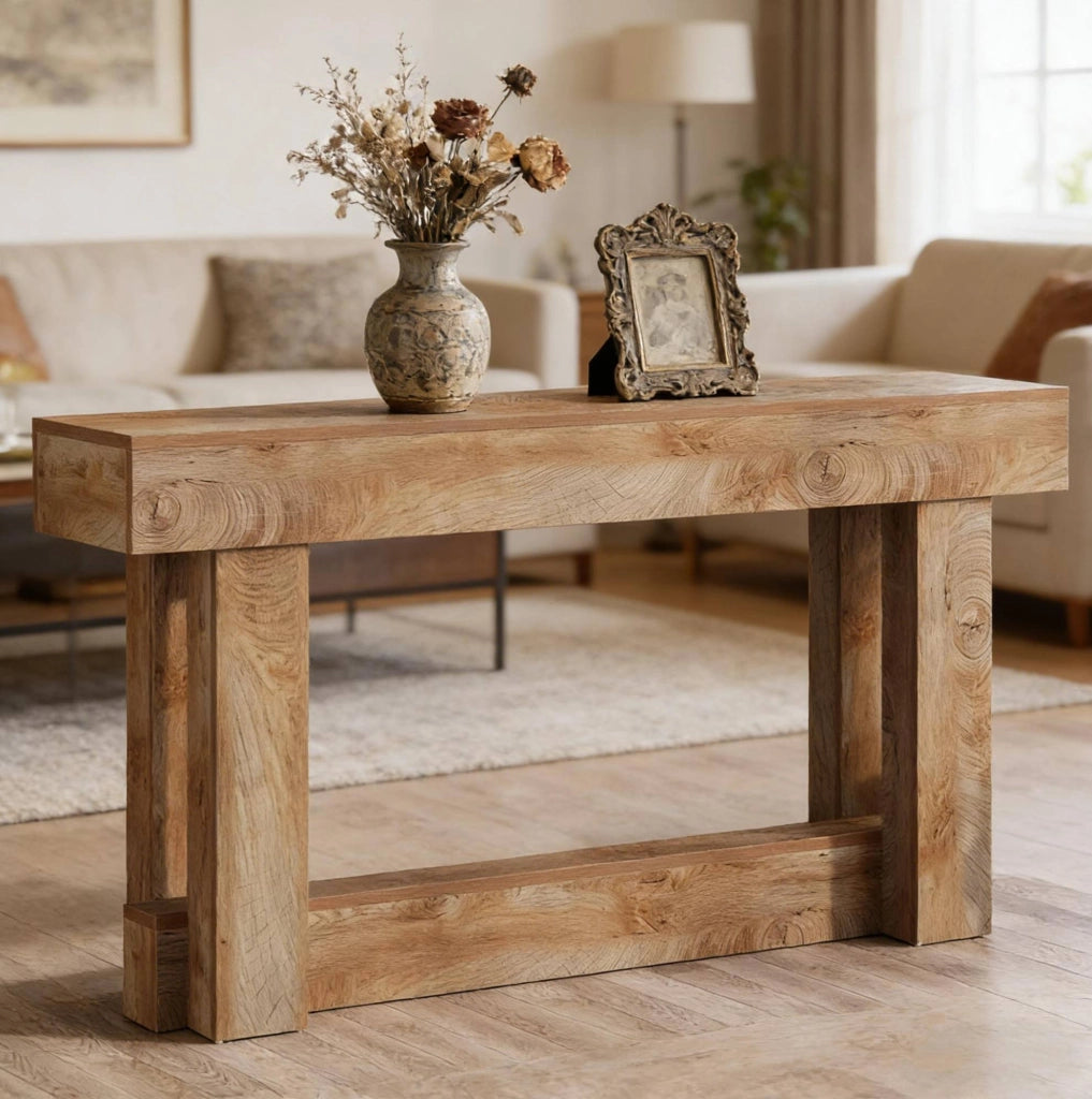 Tavolo consolle 160x30 cm marrone con ripiano inferiore