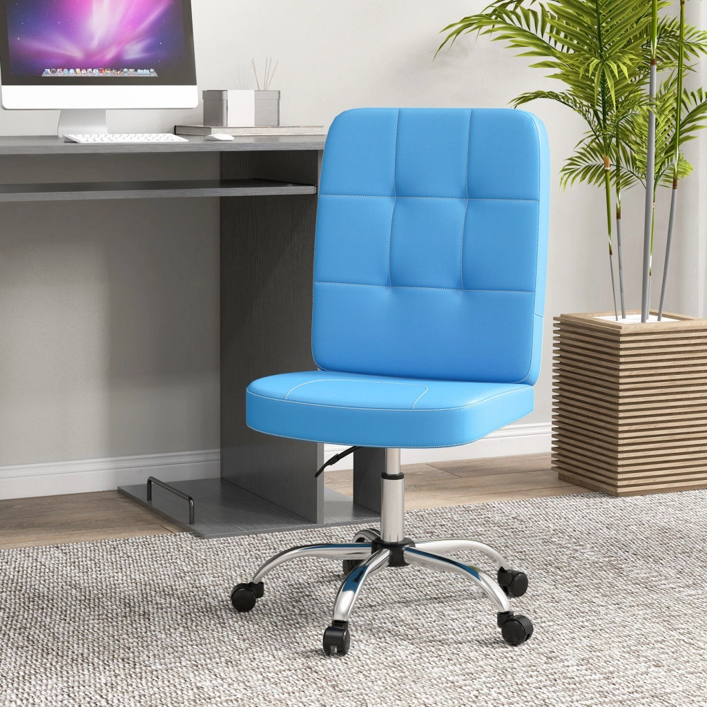 Sedia da Ufficio Girevole in Similpelle ¨C zephmum ¨C Blu, Regolabile 45x59x90-100 cm