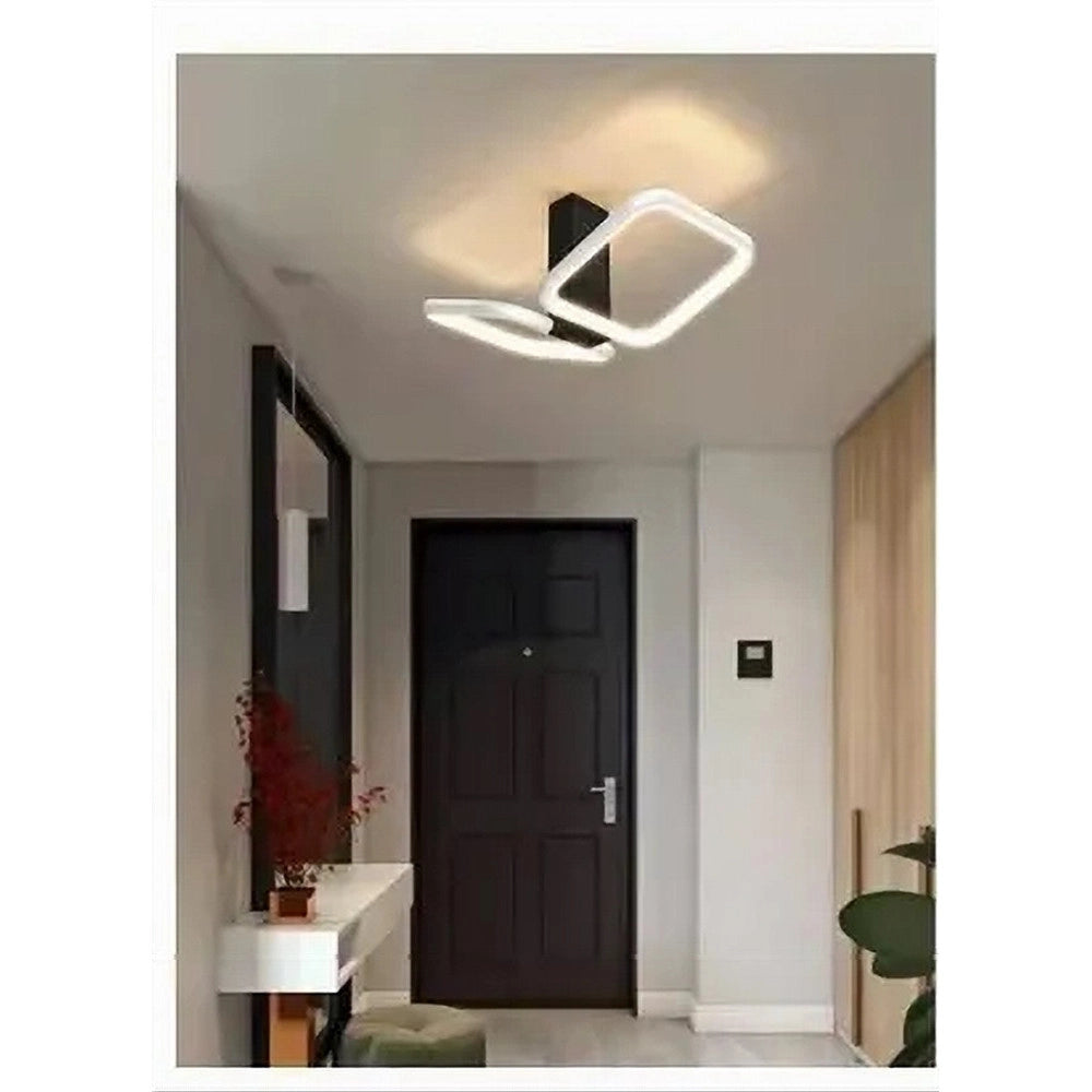 Trade Shop - Plafoniera Led 20w 2 Quadrati Bianco Design Moderno Lampadario Da Soffitto 50568 -