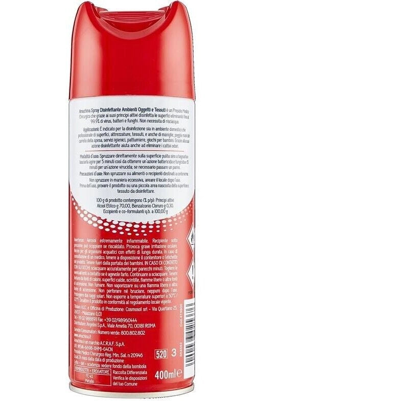 AMUCHINA SPRAY DISINFETTANTE VIRUCIDA PER AMBIENTI 400 ML X2