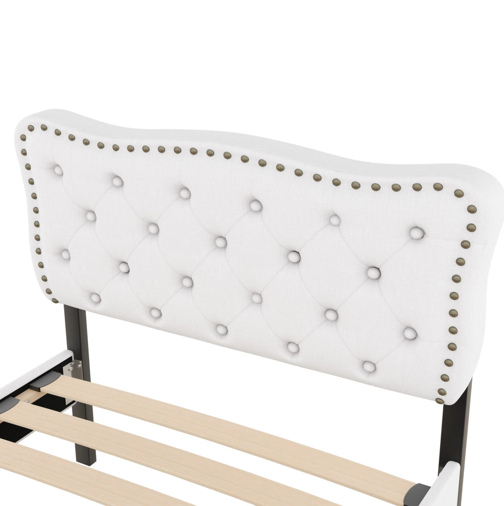 Letto imbottito 90 x 200 cm con cassetti e testiera regolabile