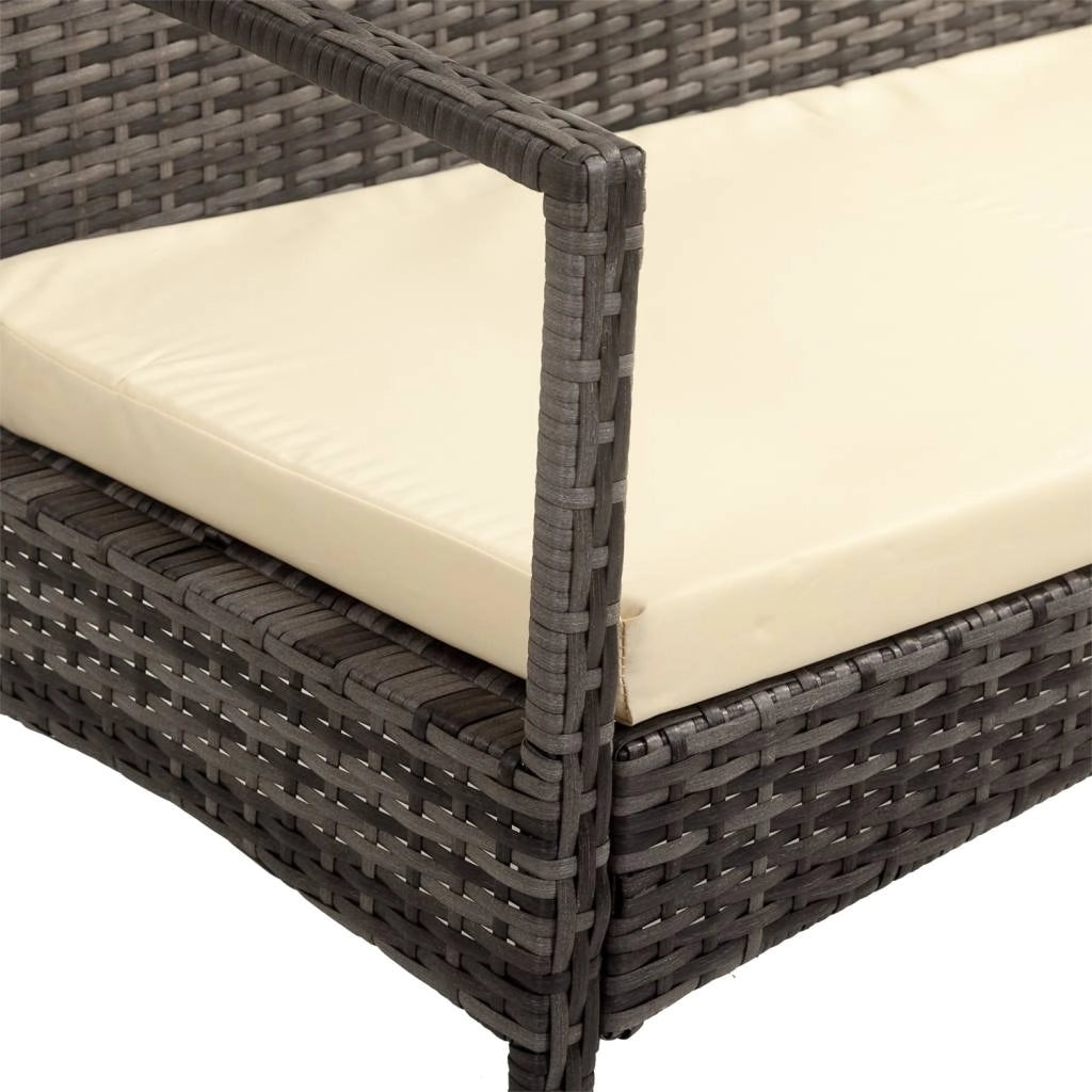 Panchina in rattan grigio 110x55x85h cm